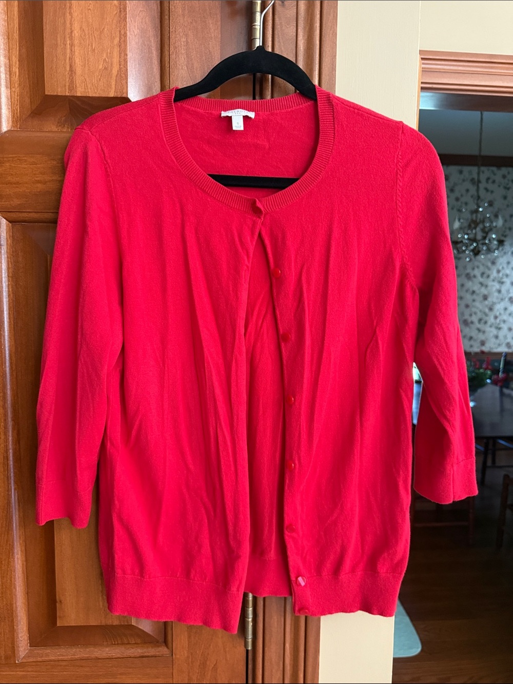 Talbots Bright Red Button-Front Knit Cardigan